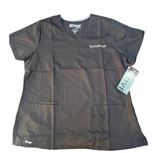 BARCO GREYS ANATOMY CORA V-NECK MEDICAL SCRUB TOP 4 POCKETS TULIP SLEEVE 2XL NWT